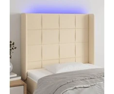 Galvūgalis su LED, kreminės spalvos, 103x16x118/128cm, audinys