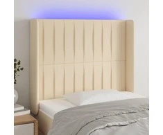 Galvūgalis su LED, kreminės spalvos, 103x16x118/128cm, audinys