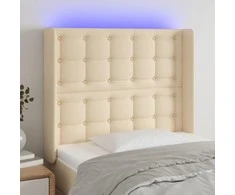 Galvūgalis su LED, kreminės spalvos, 103x16x118/128cm, audinys