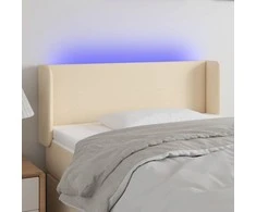 Galvūgalis su LED, kreminės spalvos, 103x16x78/88cm, audinys
