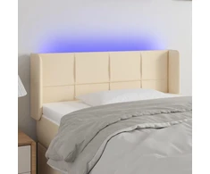 Galvūgalis su LED, kreminės spalvos, 103x16x78/88cm, audinys