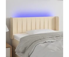 Galvūgalis su LED, kreminės spalvos, 103x16x78/88cm, audinys