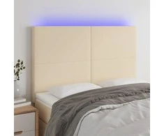 Galvūgalis su LED, kreminės spalvos, 144x5x118/128cm, audinys