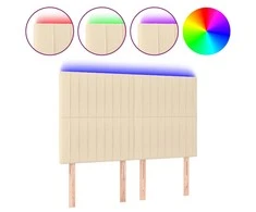 Galvūgalis su LED, kreminės spalvos, 144x5x118/128cm, audinys