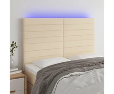 Galvūgalis su LED, kreminės spalvos, 144x5x118/128cm, audinys