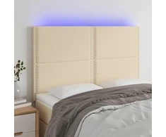 Galvūgalis su LED, kreminės spalvos, 144x5x118/128cm, audinys