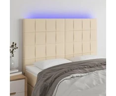 Galvūgalis su LED, kreminės spalvos, 144x5x118/128cm, audinys