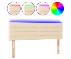 Galvūgalis su LED, kreminės spalvos, 144x5x78/88cm, audinys