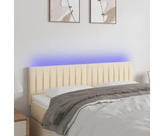 Galvūgalis su LED, kreminės spalvos, 144x5x78/88cm, audinys