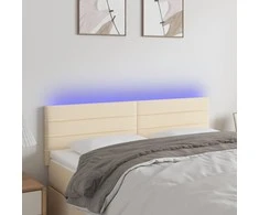 Galvūgalis su LED, kreminės spalvos, 144x5x78/88cm, audinys