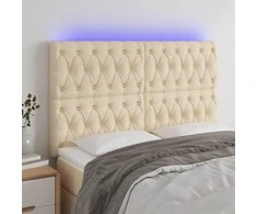 Galvūgalis su LED, kreminės spalvos, 144x7x118/128cm, audinys