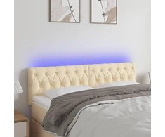 Galvūgalis su LED, kreminės spalvos, 144x7x78/88cm, audinys
