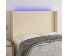 Galvūgalis su LED, kreminės spalvos, 147x16x118/128cm, audinys
