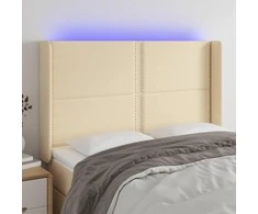 Galvūgalis su LED, kreminės spalvos, 147x16x118/128cm, audinys