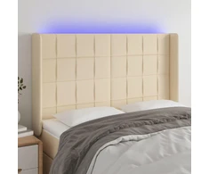 Galvūgalis su LED, kreminės spalvos, 147x16x118/128cm, audinys
