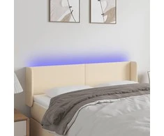 Galvūgalis su LED, kreminės spalvos, 147x16x78/88cm, audinys