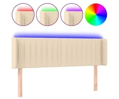 Galvūgalis su LED, kreminės spalvos, 147x16x78/88cm, audinys