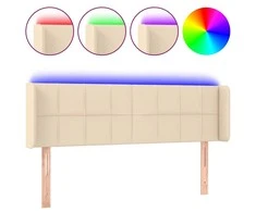 Galvūgalis su LED, kreminės spalvos, 147x16x78/88cm, audinys