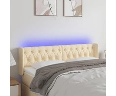 Galvūgalis su LED, kreminės spalvos, 147x16x78/88cm, audinys