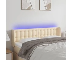 Galvūgalis su LED, kreminės spalvos, 147x16x78/88cm, audinys