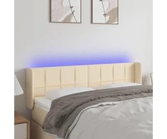 Galvūgalis su LED, kreminės spalvos, 147x16x78/88cm, audinys