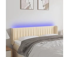 Galvūgalis su LED, kreminės spalvos, 147x16x78/88cm, audinys