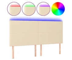 Galvūgalis su LED, kreminės spalvos, 160x5x118/128cm, audinys