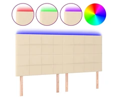 Galvūgalis su LED, kreminės spalvos, 160x5x118/128cm, audinys