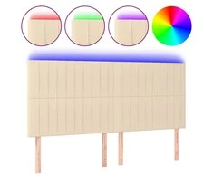 Galvūgalis su LED, kreminės spalvos, 160x5x118/128cm, audinys