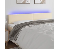 Galvūgalis su LED, kreminės spalvos, 160x5x78/88cm, audinys