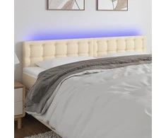 Galvūgalis su LED, kreminės spalvos, 160x5x78/88cm, audinys