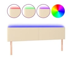 Galvūgalis su LED, kreminės spalvos, 160x5x78/88cm, audinys