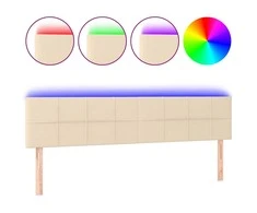 Galvūgalis su LED, kreminės spalvos, 160x5x78/88cm, audinys