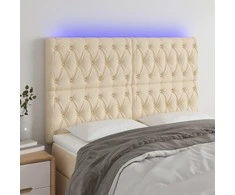 Galvūgalis su LED, kreminės spalvos, 160x7x118/128cm, audinys