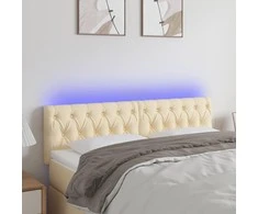 Galvūgalis su LED, kreminės spalvos, 160x7x78/88cm, audinys
