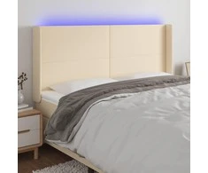 Galvūgalis su LED, kreminės spalvos, 163x16x118/128cm, audinys