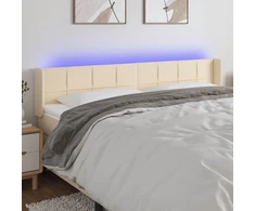 Galvūgalis su LED, kreminės spalvos, 163x16x78/88cm, audinys