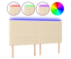Galvūgalis su LED, kreminės spalvos, 180x5x118/128cm, audinys