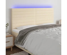 Galvūgalis su LED, kreminės spalvos, 180x5x118/128cm, audinys