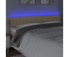 Galvūgalis su LED, kreminės spalvos, 180x5x78/88cm, audinys