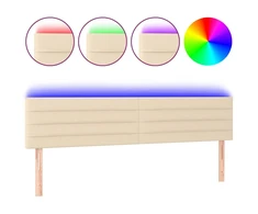 Galvūgalis su LED, kreminės spalvos, 180x5x78/88cm, audinys