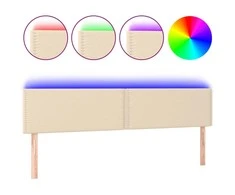 Galvūgalis su LED, kreminės spalvos, 180x5x78/88cm, audinys