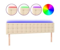 Galvūgalis su LED, kreminės spalvos, 180x5x78/88cm, audinys