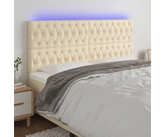 Galvūgalis su LED, kreminės spalvos, 180x7x118/128cm, audinys
