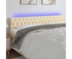Galvūgalis su LED, kreminės spalvos, 180x7x78/88cm, audinys