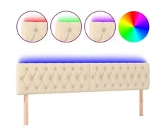 Galvūgalis su LED, kreminės spalvos, 180x7x78/88cm, audinys