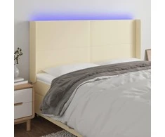 Galvūgalis su LED, kreminės spalvos, 183x16x118/128 cm