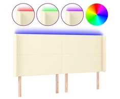 Galvūgalis su LED, kreminės spalvos, 183x16x118/128 cm