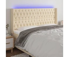 Galvūgalis su LED, kreminės spalvos, 183x16x118/128cm, audinys