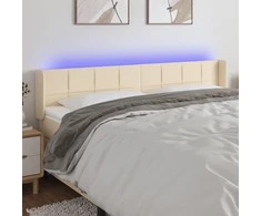 Galvūgalis su LED, kreminės spalvos, 183x16x78/88cm, audinys